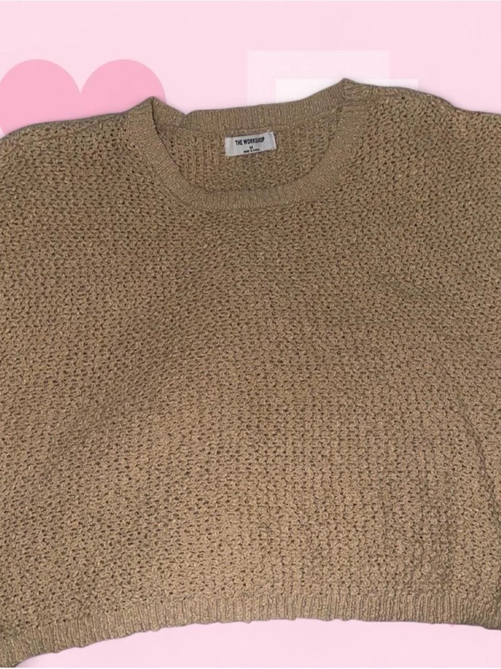 The Workshop Women’s Textured/Knit Crewneck Sweater in Tan